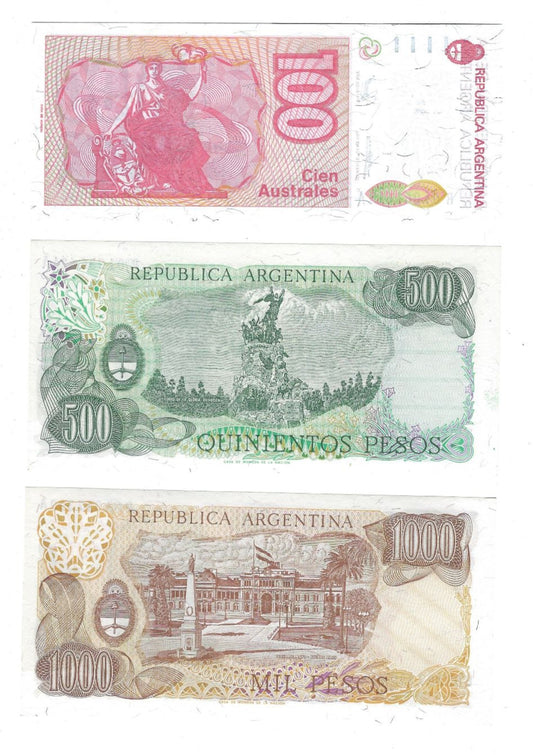 Argentina 100,500,1000 Pesos All Replacement Notes prefix R UNC.RA4
