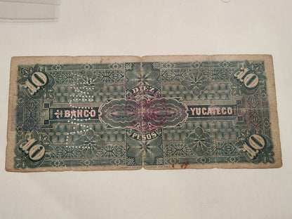 Banco de YUCATECO , MERIDA Mexico 10 Pesos 1903) ,est $150 ++.L21