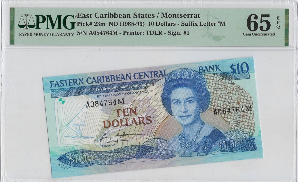 East Eastern Caribbean Q. Elizabeth $10 PMG 65.f4