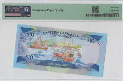 East Eastern Caribbean Q. Elizabeth $10 PMG 65.f4