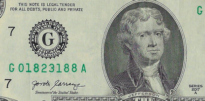 US$2 dollars bill Lucky SN 018231 88 XF Chicago 7 G.V24