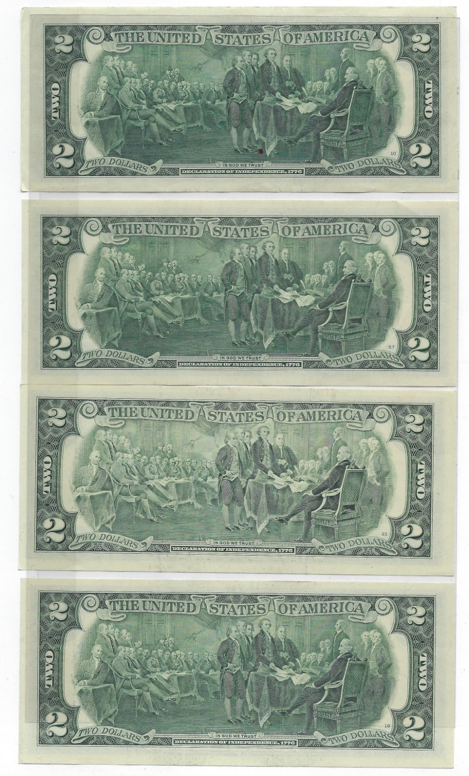 US$2 dollars bill x 4 different signatures San Francisco L12.V28
