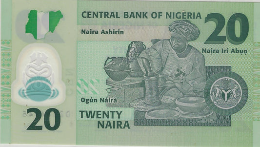 Nigeria 20 Naira 2011 REPLACEMENT prefix DZ identifier,Polymer,Fancy Number"Quintuplet" or "Quintet." Or Semi SOLID 844444,High Grade.FN19    