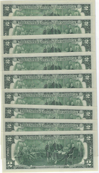 US$2 FRN Chicago 7G Fancy SN x 9 Round 10,20,30,40,50,60,70,80,90 UNC.FN31      