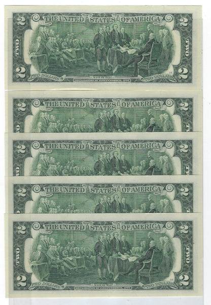 US$2 FRN Chicago 7G Fancy SN x 5 Odd SN 1,3,5,7,9 including 1 Bookends 1------1 UNC.FN32                