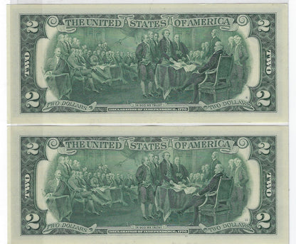 US$2 FRN New York 2B Fancy SN x2 Consecutive,including Single Bookends 5------5 UNC.FN36    