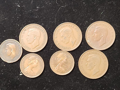OLD BRITISH coins kg George VI& Elizabeth 7 coins.CB5A