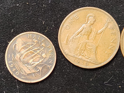 OLD BRITISH coins kg George VI& Elizabeth 7 coins.CB5A