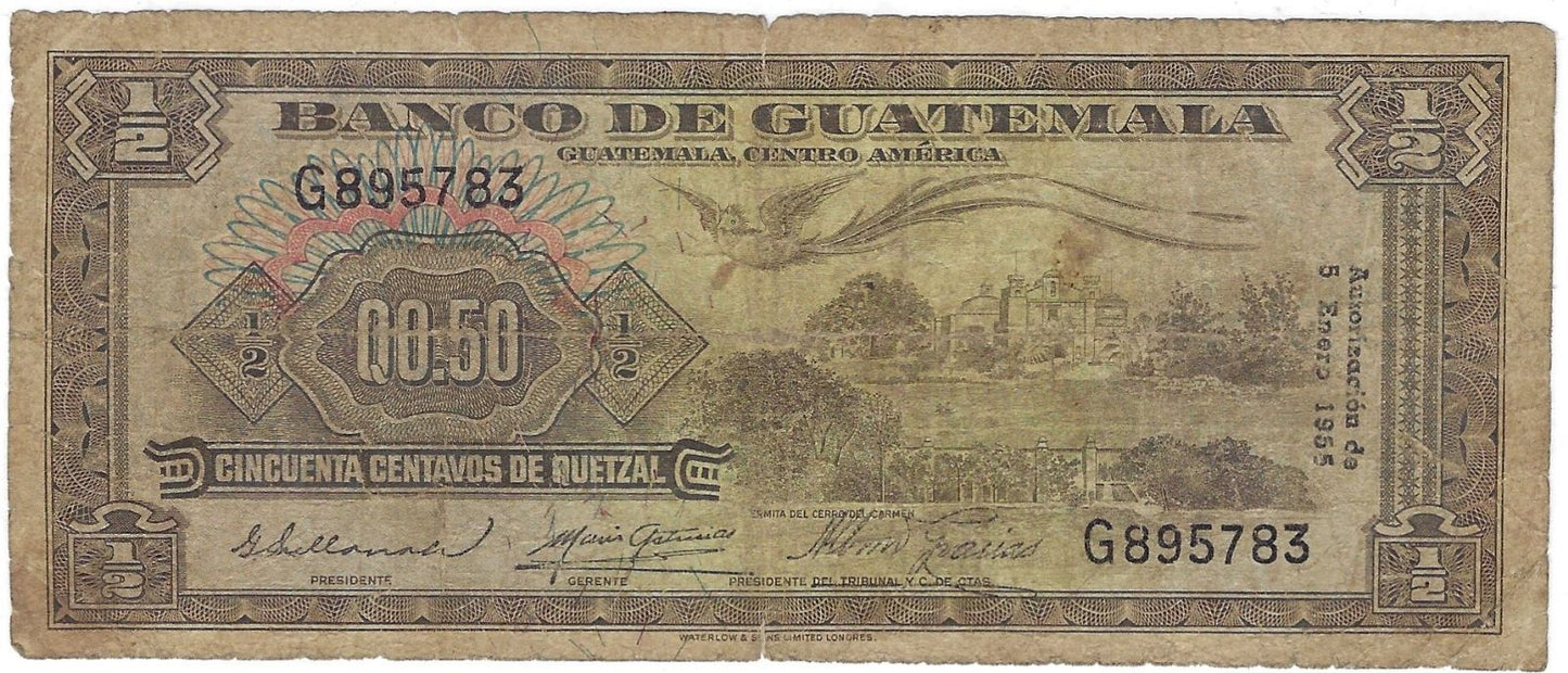 1955 Guatemala .50 Cincuenta VF.G1B 