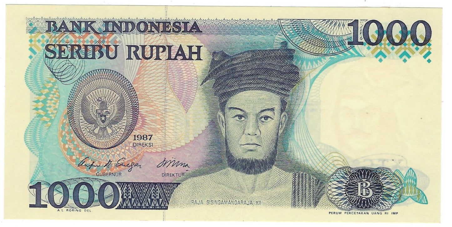 INDONESIA 1000 RUPIAH P124 1987 Pcs Replacement ORIGINAL UNC , REPLACEMENT Prefix X--,aUNC.RI6