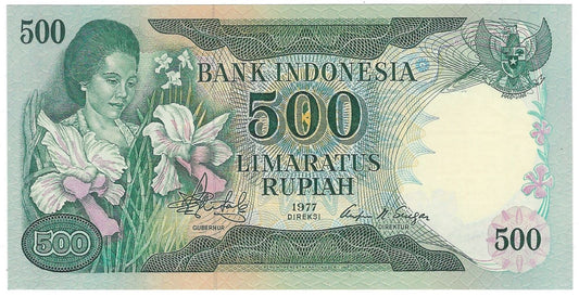 Indonesia 500 Rupiah 1977,Mehilba RM10,P117,REPLACEMENT Prefix X--, aUNC.RI7