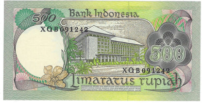 Indonesia 500 Rupiah 1977,Mehilba RM10,P117,REPLACEMENT Prefix X--, aUNC.RI7