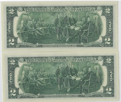 US $2 FRN Chicago 7G Fancy SN 2 Consecutive SN both have Lucky SN 77 UNC.FNB6 