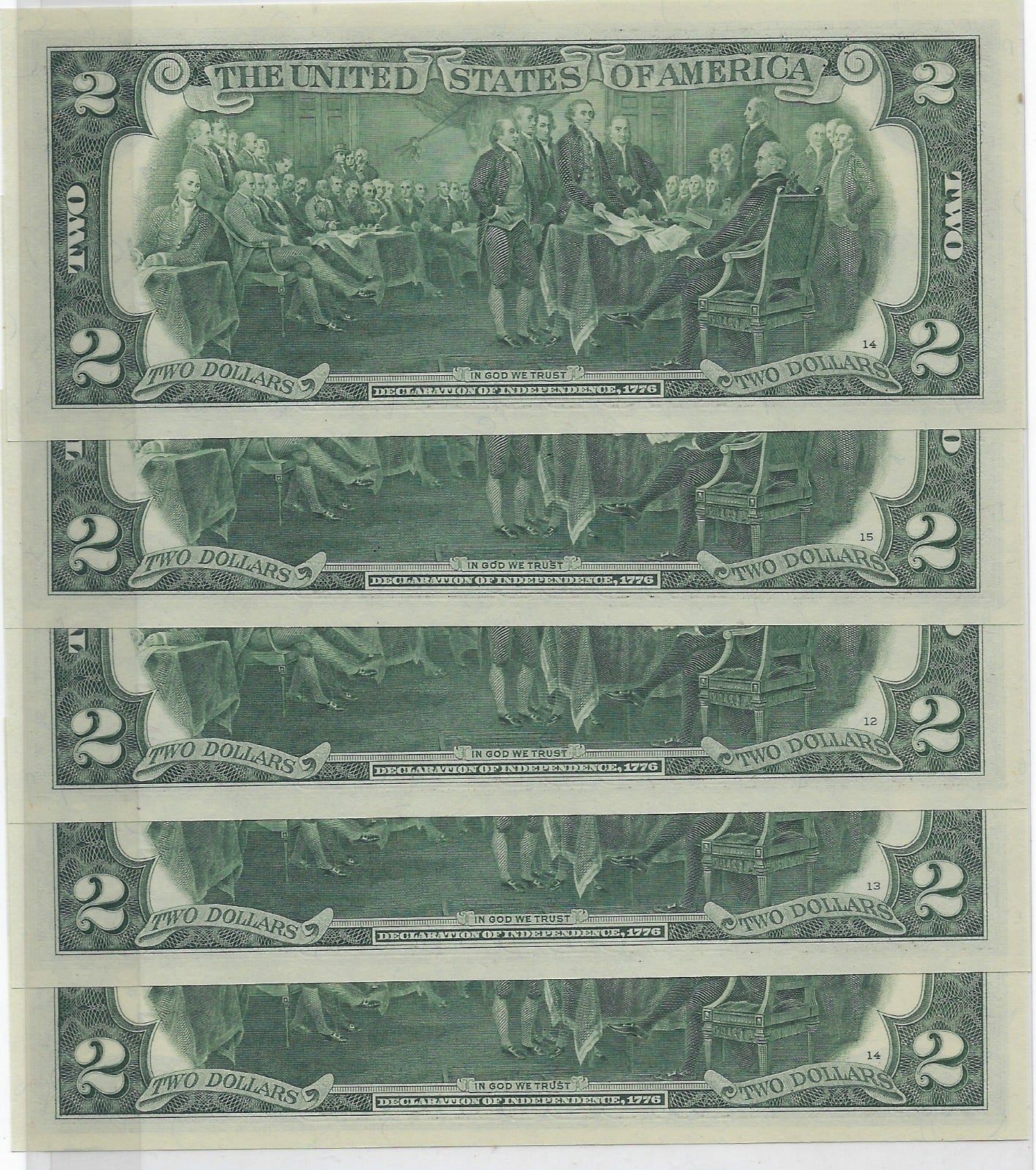 US $2 FRN Chicago 7G Fancy SN 5 Consecutive SN all have Trio 666 UNC.FNB8         