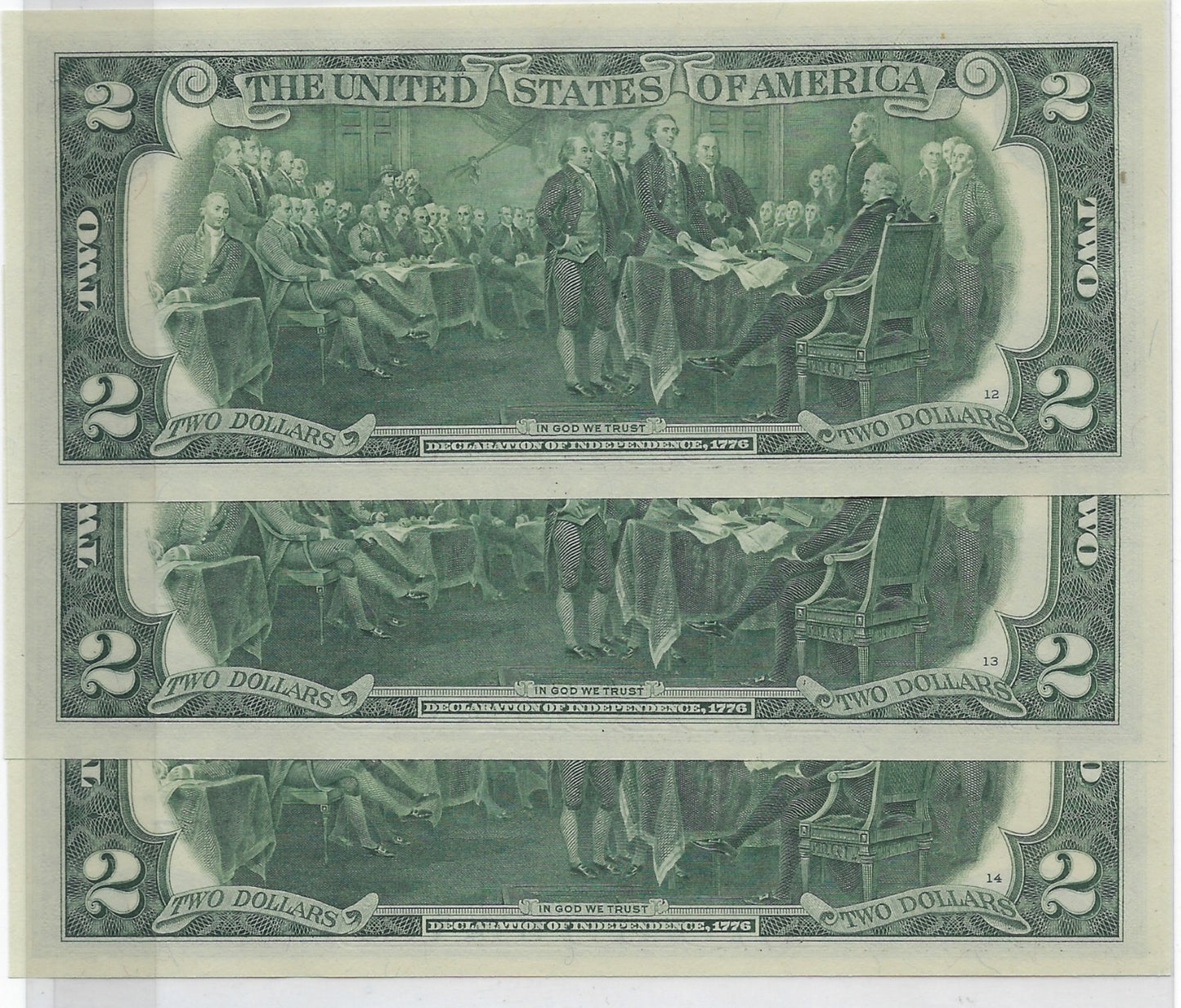 US $2 FRN Chicago 7G Fancy SN 3 Consecutive SN all have Trio 666 UNC.FNB9