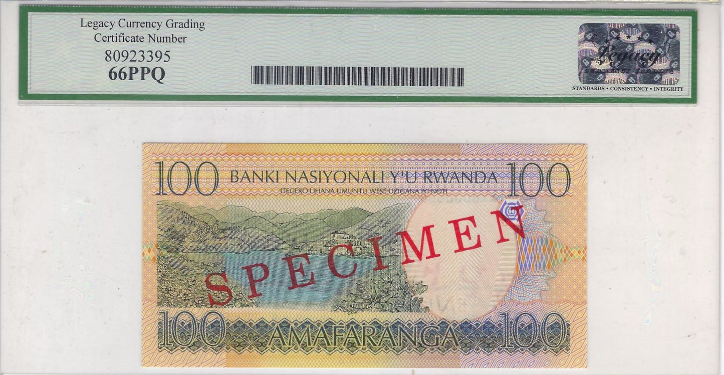 Rwanda 100 Francs 2003 Specimen over Replacement Note*Mehilba RC6s,P29s,Legacy 66PPQ.RRw1