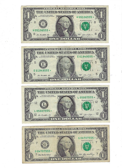 US $1FRN Fancy SN Ending Trial 444 x4 Different Districts.F54