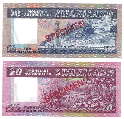 Swaziland 1-20 Emalangeni,1974 P-1-5 CS1 (5 Pcs Full Set) Specimen S/N *004458.SW1a
