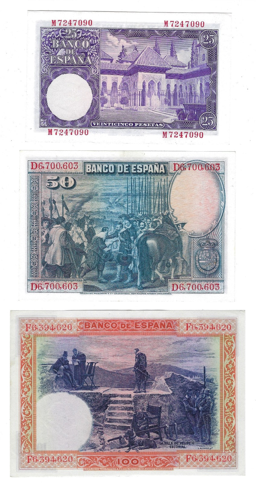 SPAIN- 25,50&100 PESETAS 1925,28,54,high grade.SP10