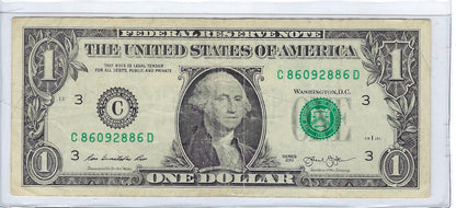 US$1 FRN Fancy SN Double Bookend Lucky 86----86,12L San Francisco VF.FN83