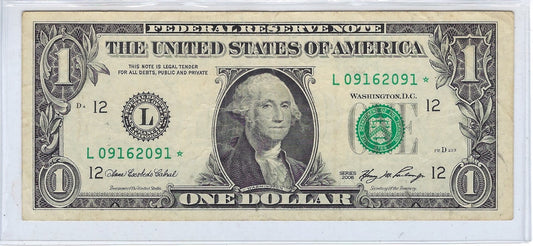 US$1 FRN *Star *Fancy SN Triple  Bookend 091----091,VF.FN82