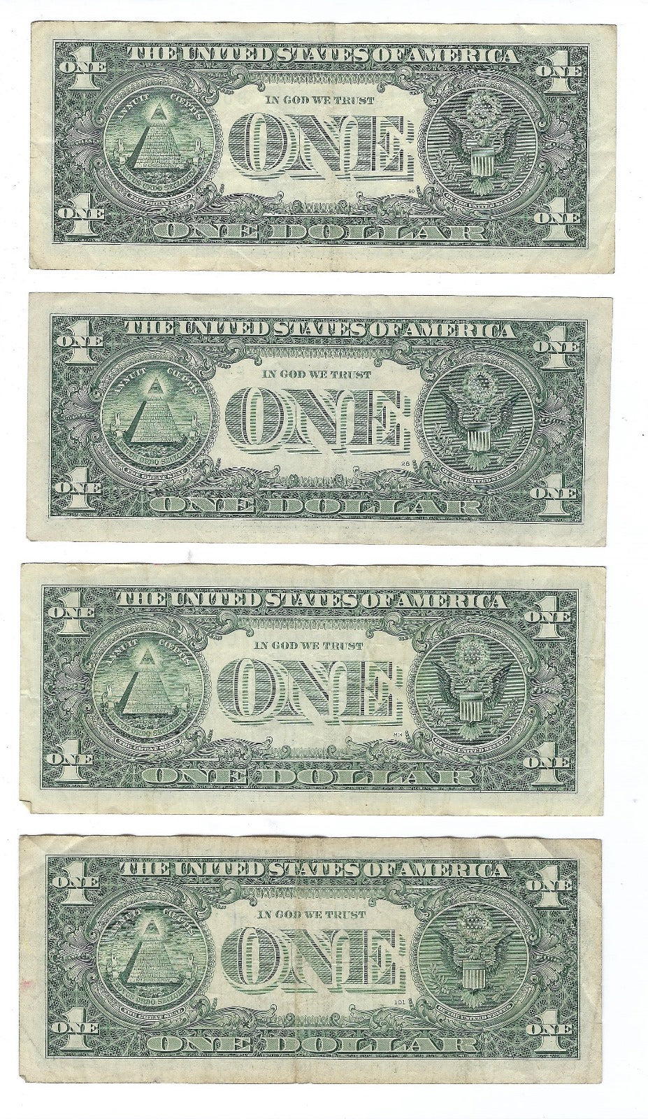 US$1 FRN 4 notes,Fancy SN Single  Bookend,VF.FN86