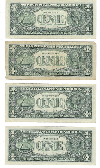 US$1 FRN 4 STAR*notes,Fancy SN Single Bookend ,VF.FN85