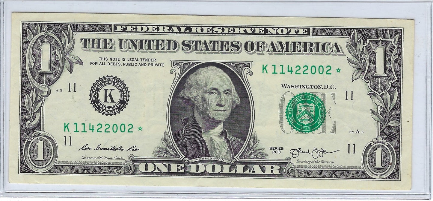 US$1 FRN Fancy Star note*Birthday* 2002 11K XFine.FNB4