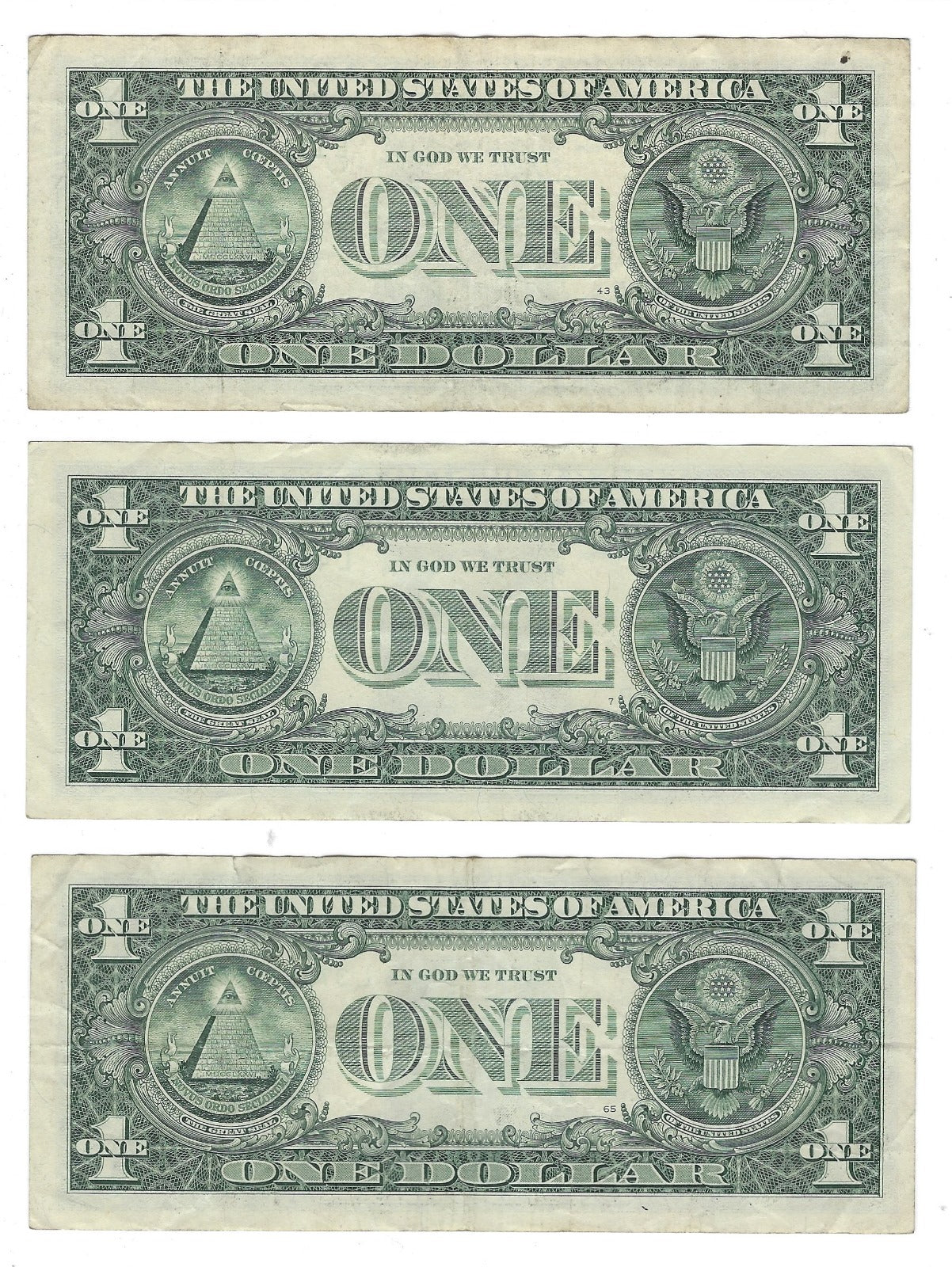 US$1 FRN,Fancy SN x3 Different QUAD 1,9 and Lucky 8888 VF.FN89
~