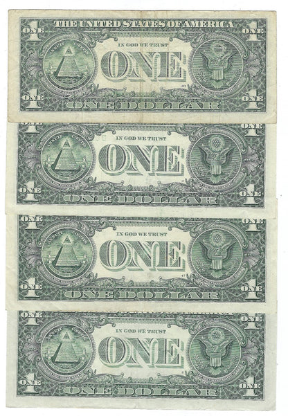 US$1 FRN *Star Note*,Fancy SN Trio 999 x 4 different Districts,VF.FN88
~