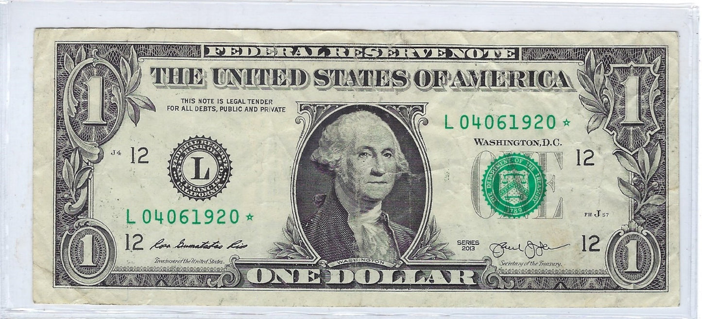 US$1 FRN Fancy *Birthday* Star note 04 06 1920  San Francisco 12L.VFine.FNB2