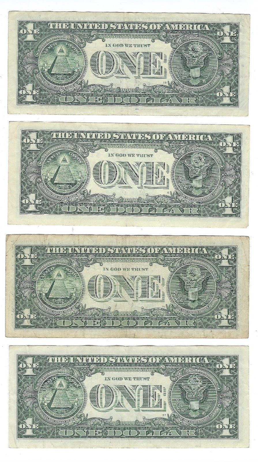 US$1FRN,Fancy SN,Trio 000 x 4different districts average VF.FN111