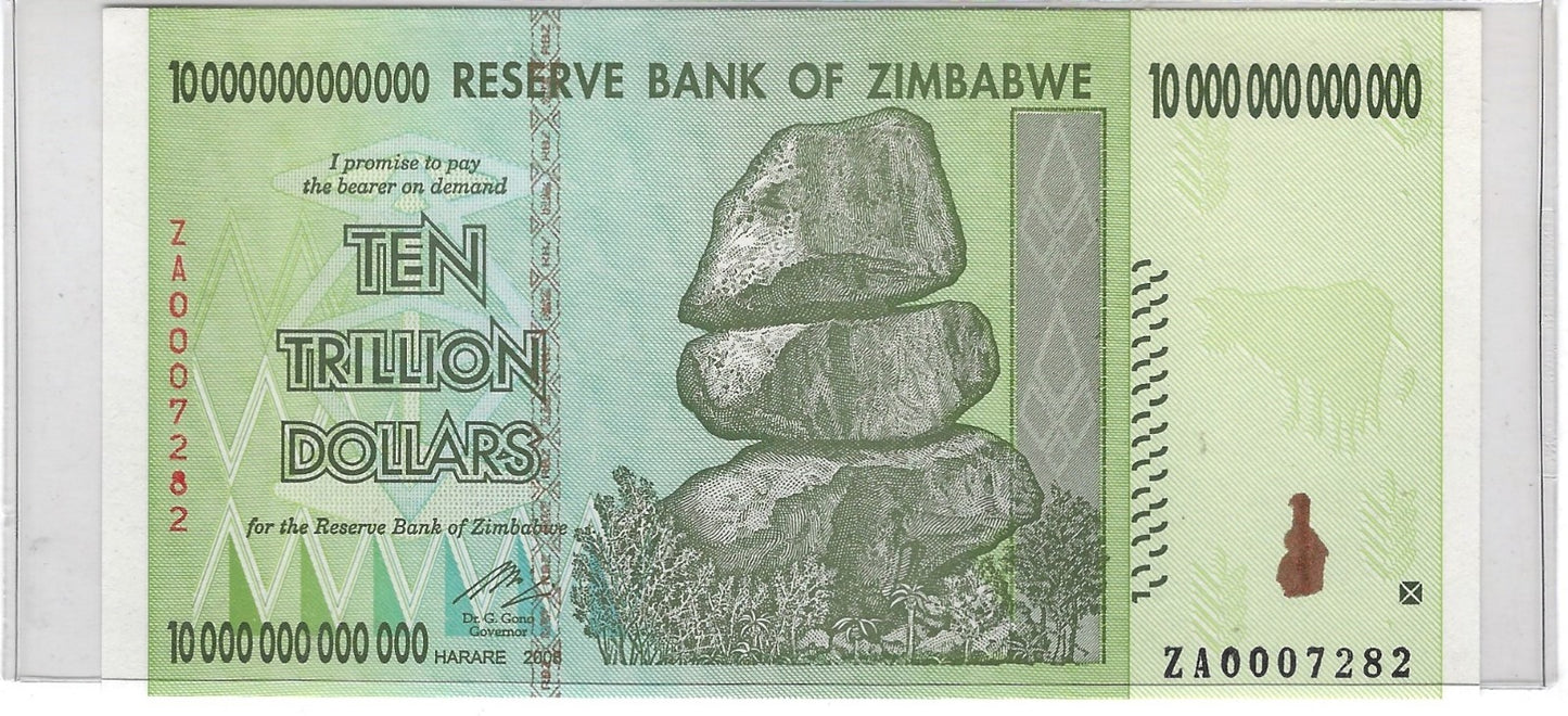 Zimbabwe $10 TRILLION REPLACEMENT STAR NOTE Mehilba MWR RJJ1,PK 88*2008 UNC.Z1B