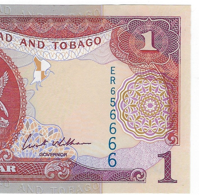 Trinidad &Tobago $11985 Fancy Number Semi Blocked SN 656666 High Grade.FN16                  