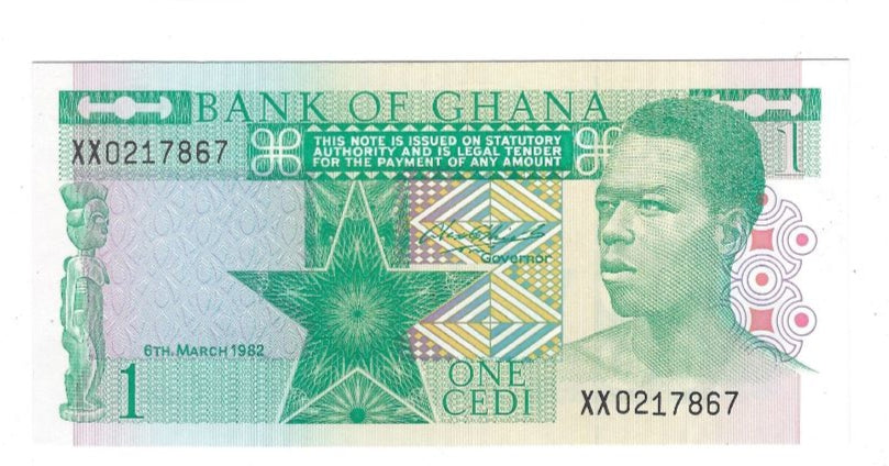 Ghana 1Cedis 1982 REPLACEMENT Identified by XX prefix UNC.RG6