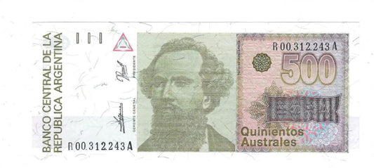 Argentina 500 Pesos All Replacement Notes prefix R UNC.RA9