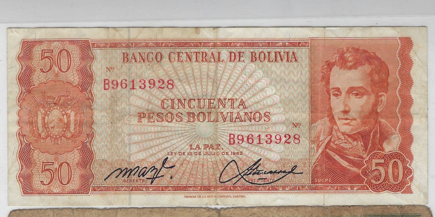Bolivia 4 Different Notes From 1928 And Forward VG- XF.(BO1z)