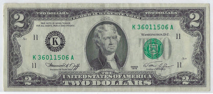 US$2 Dollars Bill RARE Series 1976 Dallas 11 K High Grade SN 36011506 .(V9)