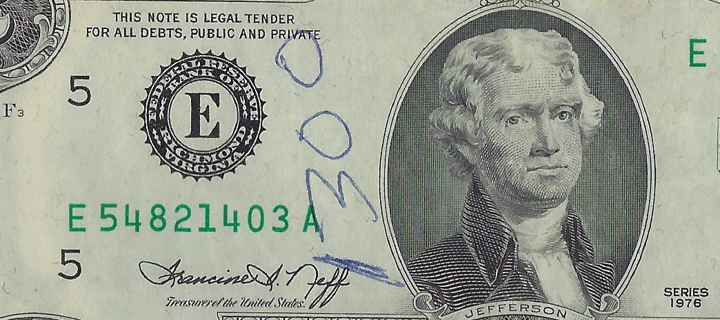 US$2 Dollars Bill RARE Series 1976 Richmond 5E In A Good Grade SN 54821403 .(V14)