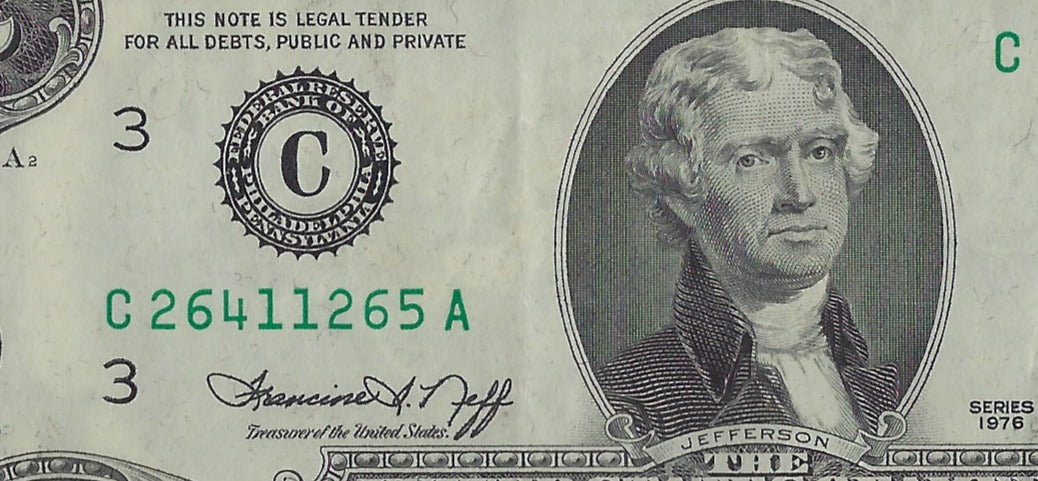 US$2 Dollars Bill RARE Series 1976   Philadelphia 3C  In A Good Grade SN 26411265 .(V18)