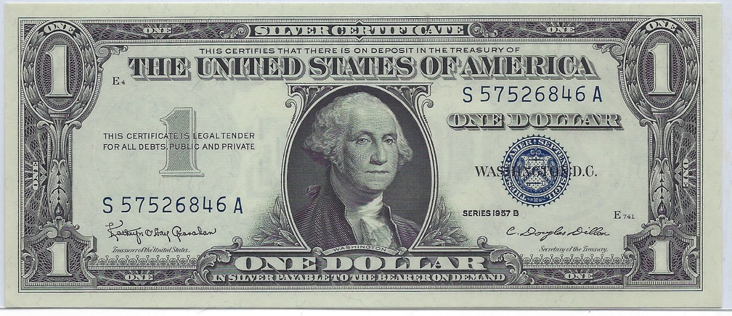 US$1 Silver Certificate Series 1957 B Rare In That Grade UNC .MU3