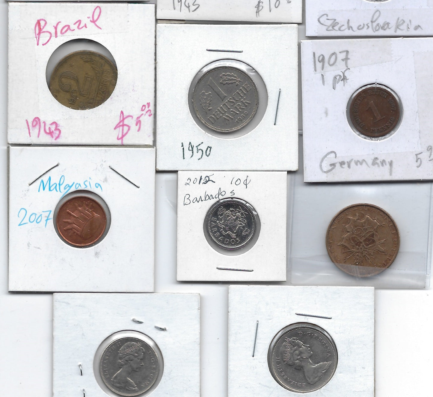 Clearance 14 Different Coins Germany , Mexico , France , Belgium Canada & More.CB1R2