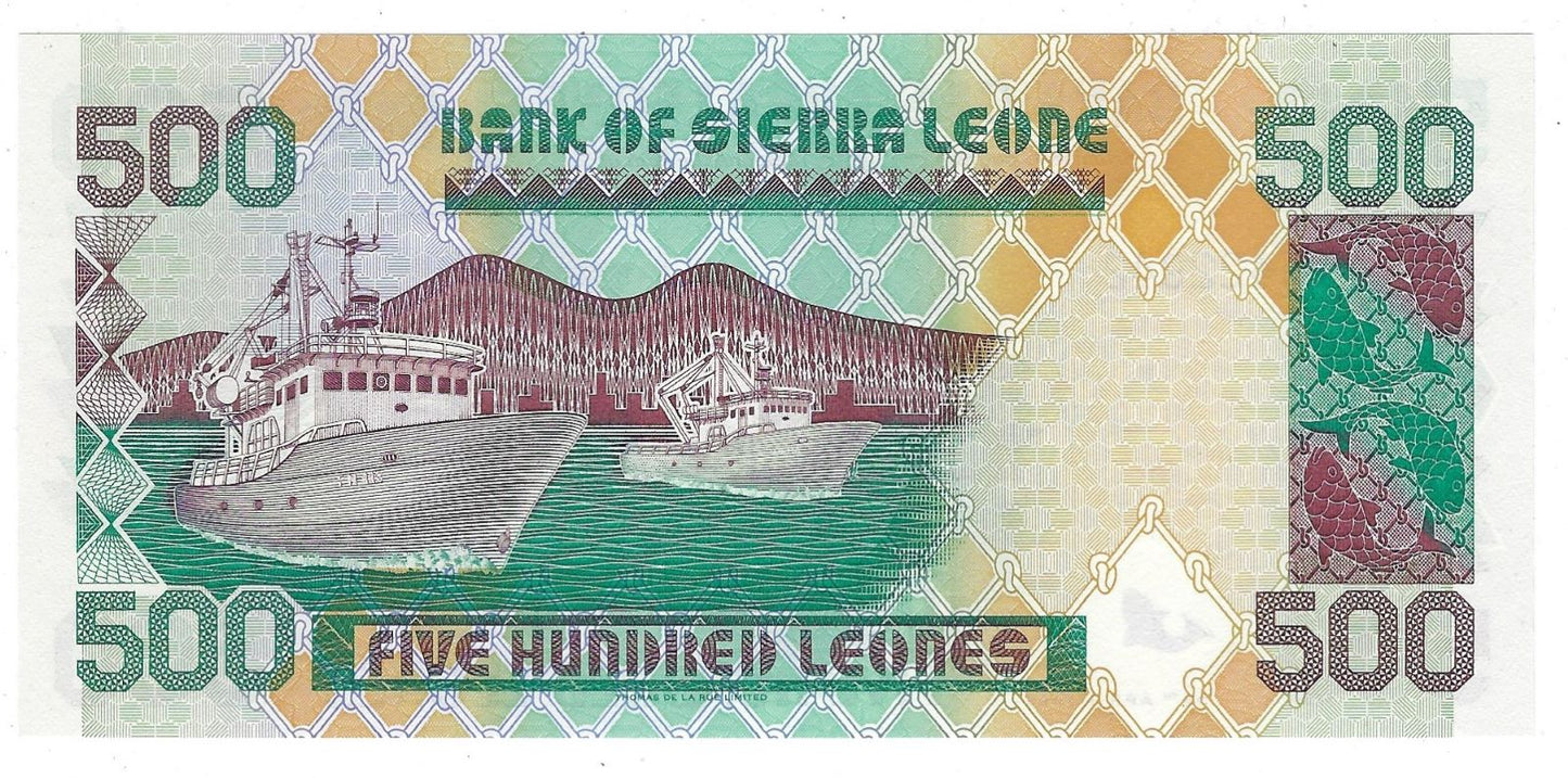 Sierra Leone p-23b UNC 500 Leones 1998 Fancy SN  Bookends Double Digits 42 29 42   worth $70 . FNS2