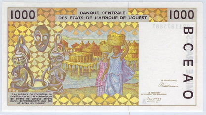 West African States, Ivory Coast 1000 Francs, 1992 P111Ab. Unc.S1B