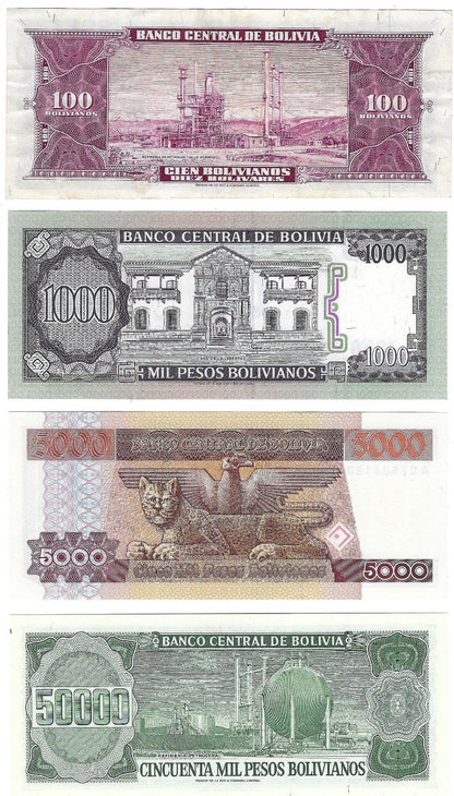 Clearance Bolivia 4 different Notes XF-UNC .B2A