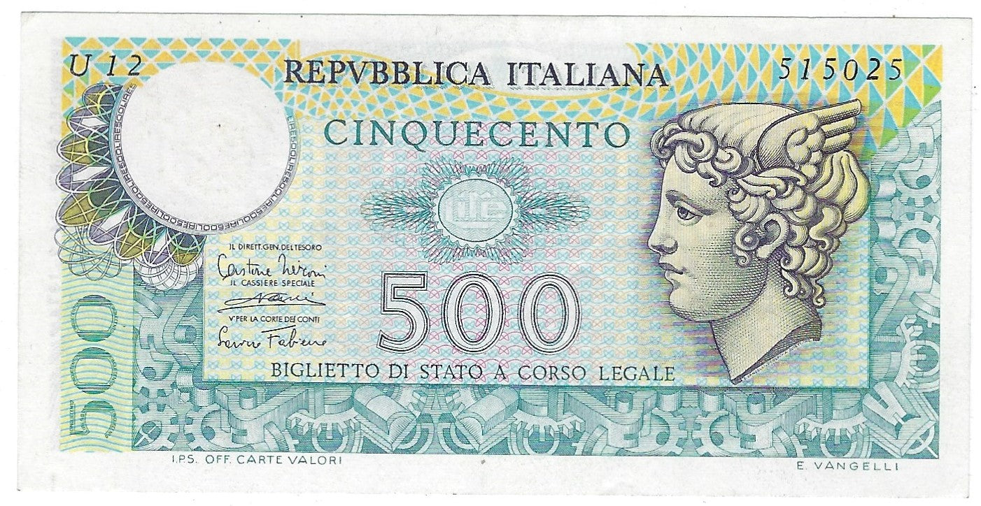 Italy 1979 500 Lire UNC, Pick 94 Fancy SN Bookends 5------5.FNI2