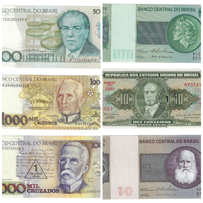 Brasil lot of 6 Different Old  Issues Average  XF to UNC.B1E