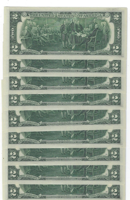 US$2 x9 FRN Chicago 7G Fancy SN Consecutive ROUND & Dates 2 6 1961 ,2,3 up to 69 UNC.FNB3