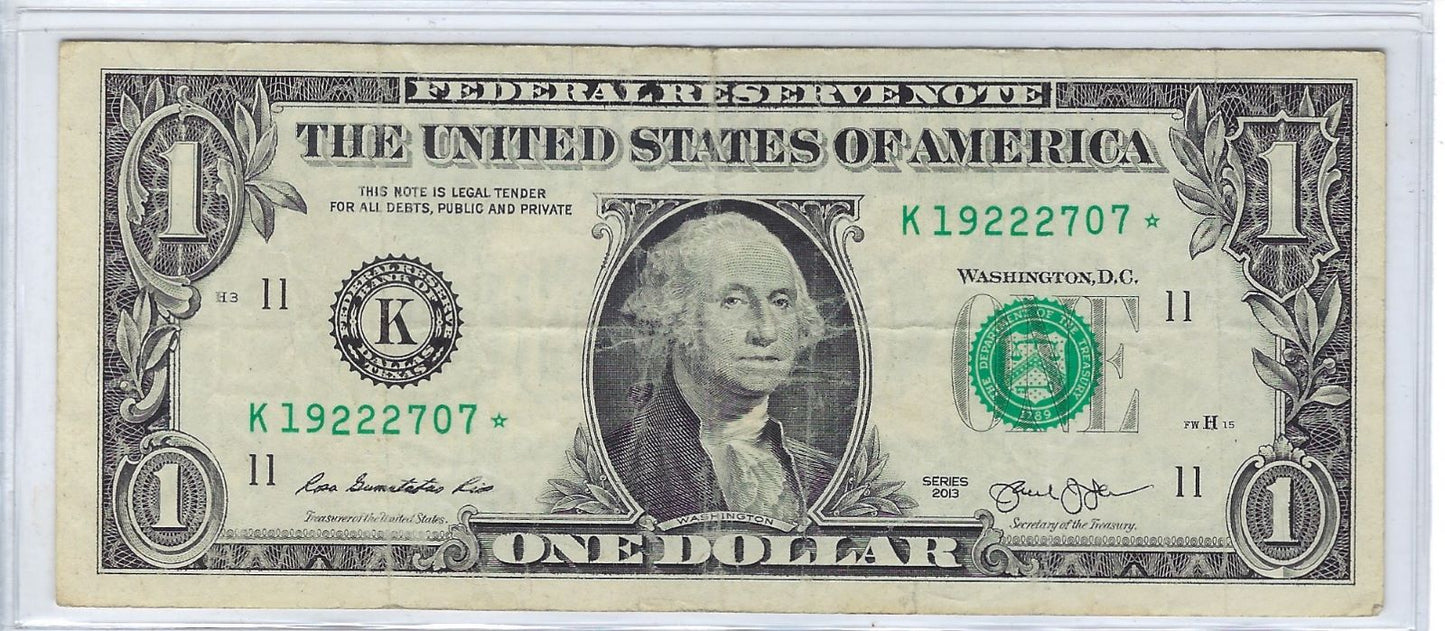 US$1 FRN Star Note 11K Dallas Fancy SN Date 1922 27 07 & Lucky 7 ) VF.FN31?