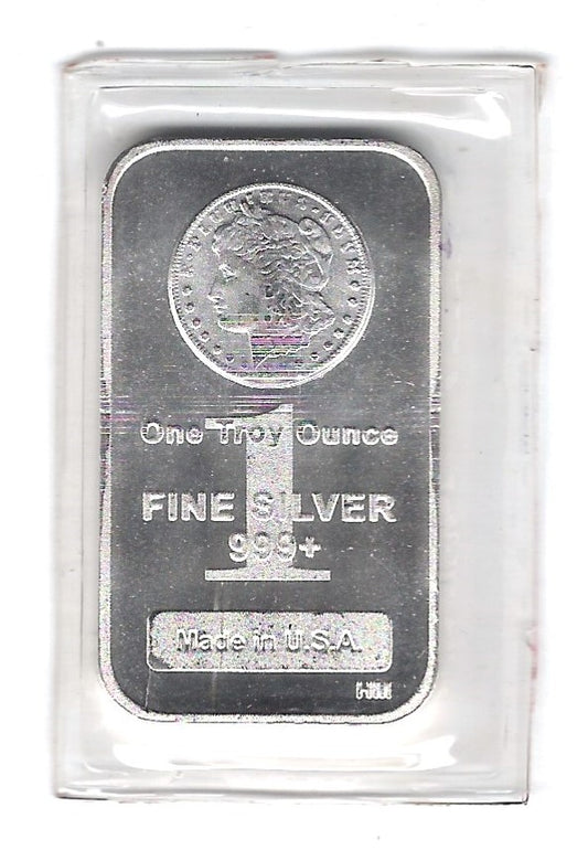 One Troy Oz Silver Morgan Bar .999+ Fine Silver .LI1